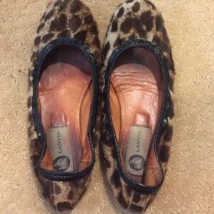 Lanvin Leopard Print pony hair Flats with Black Trim